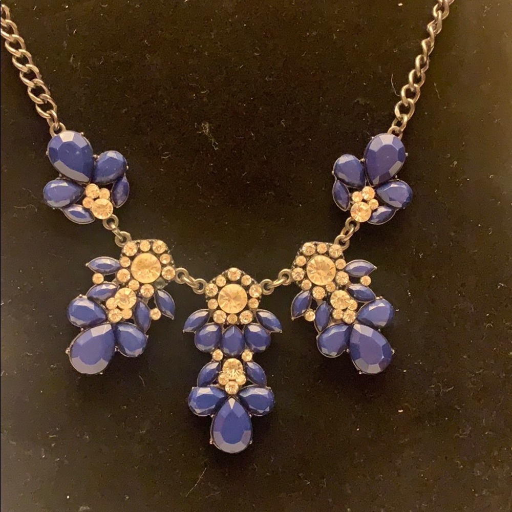 Navy blue and silver statement necklace.